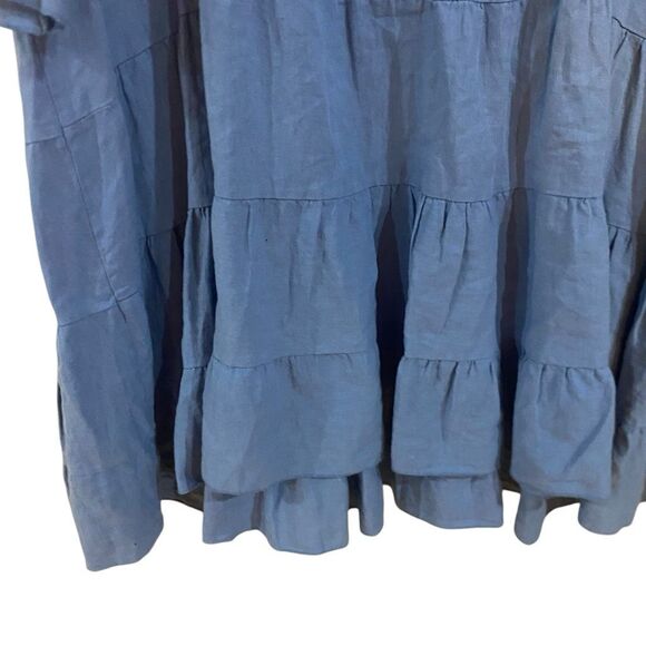 Cristina vergani made in Italy linen blend XL blue ruffled layered lagen  look c - Picture 2 of 7